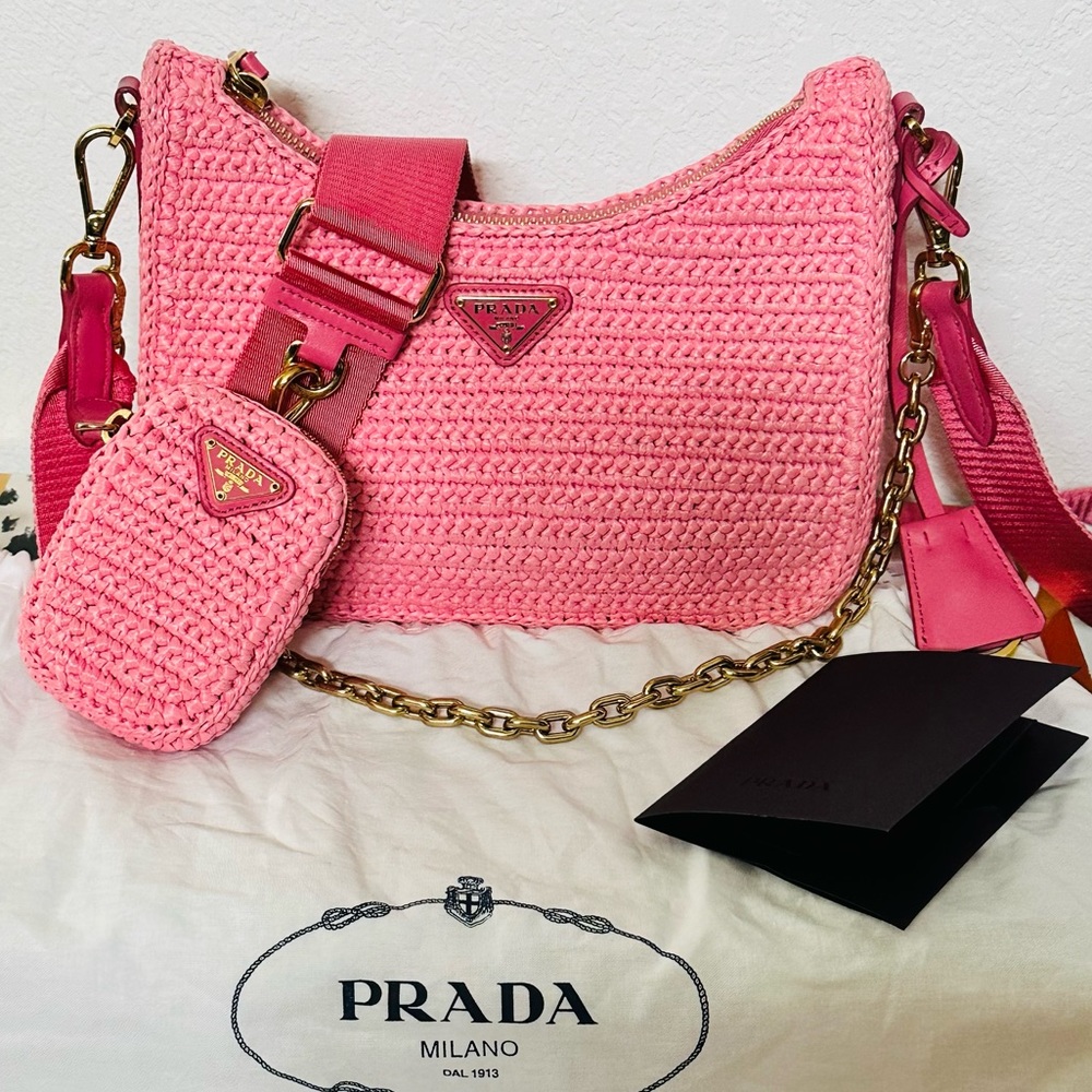Prada Re-edition Pink Raffia